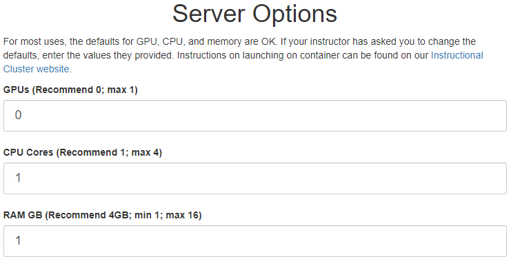 Server Options Page