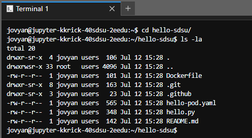 file listing in hello-sdsu